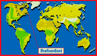 Map of Newfoundland in realation to the Earth